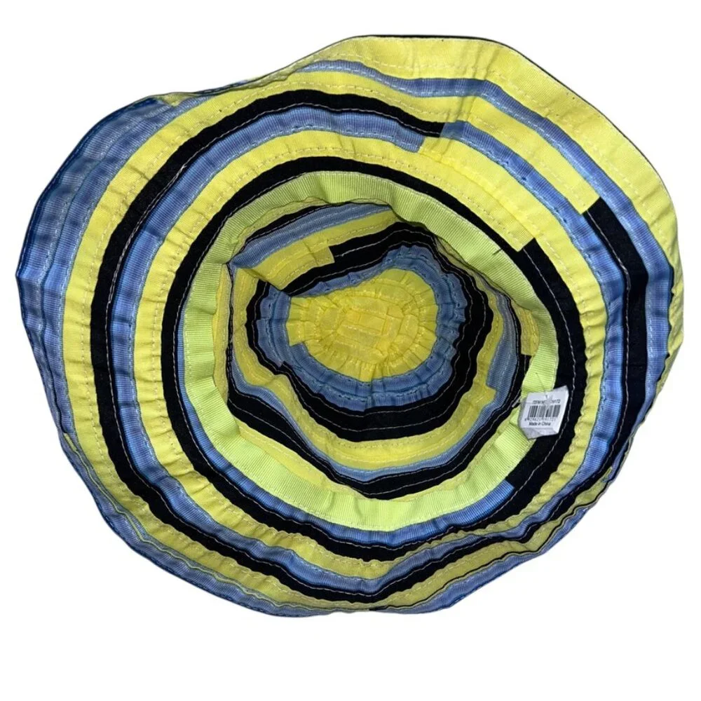 Hat MIMCO  blue yellow stripes bucket fabric NEW